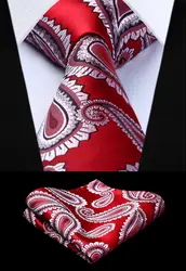 Вечерние свадебные классические платок галстук тканые Для мужчин галстук красный Пейсли галстук платок Набор # TP943R8S