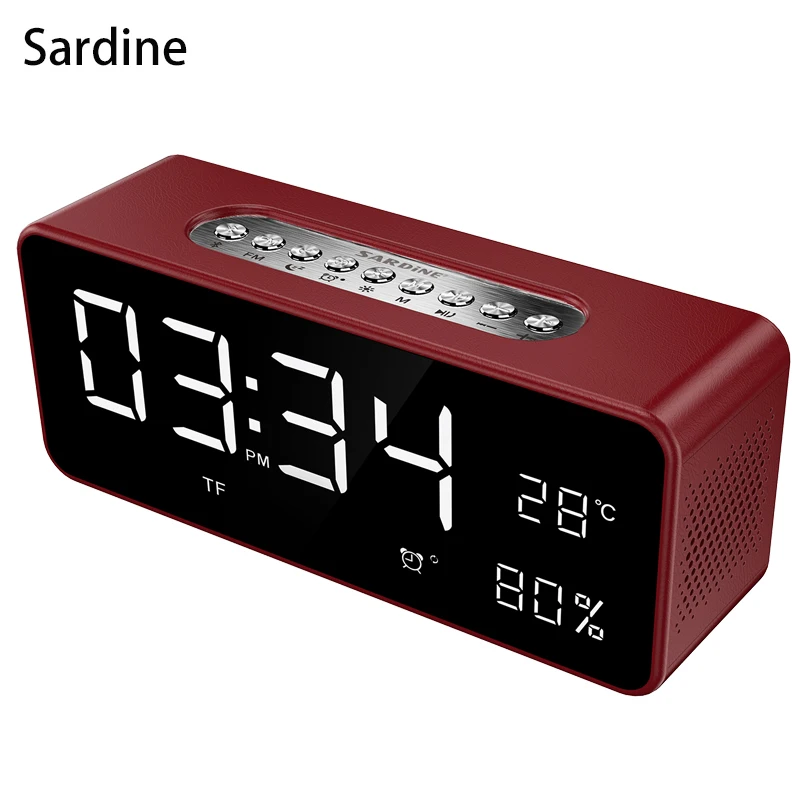 

Sardine wireless bluetooth speaker Big LED display alarm clock Portable Stereo Subwoofer Speaker AUX TF USB MP3 player FM Radio