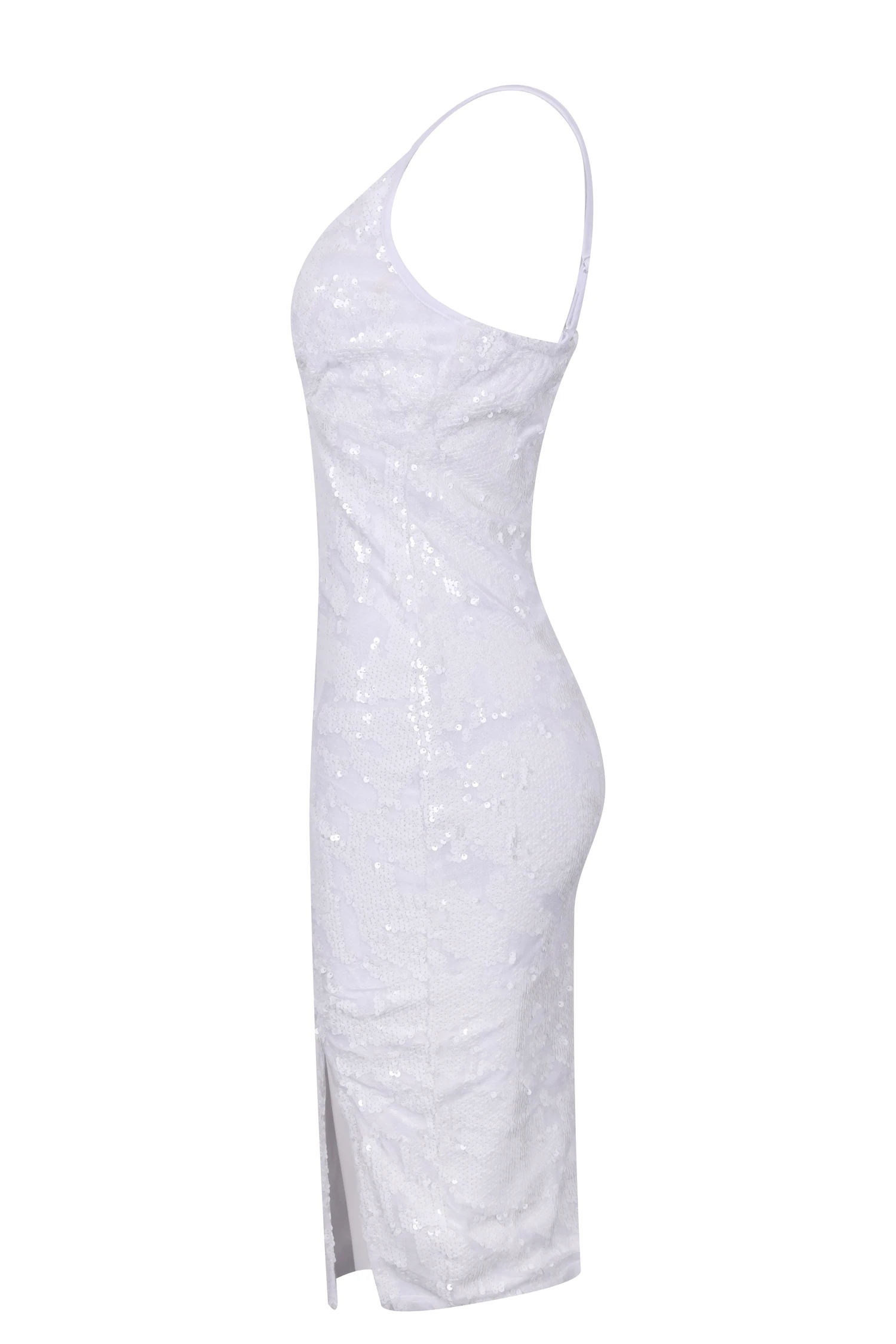 Белое платье с блестками и разрезом, Короткие коктейльные платья ...