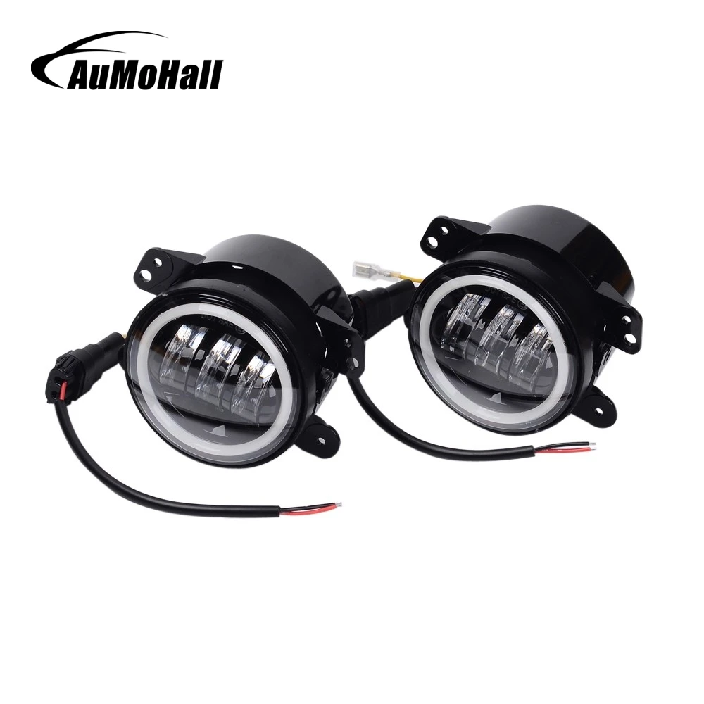 

AuMoHall 4 inch Led Front Bumper Fog Light with Angle Eyes 30W Round Driving Lights for Exterior Light 4WD