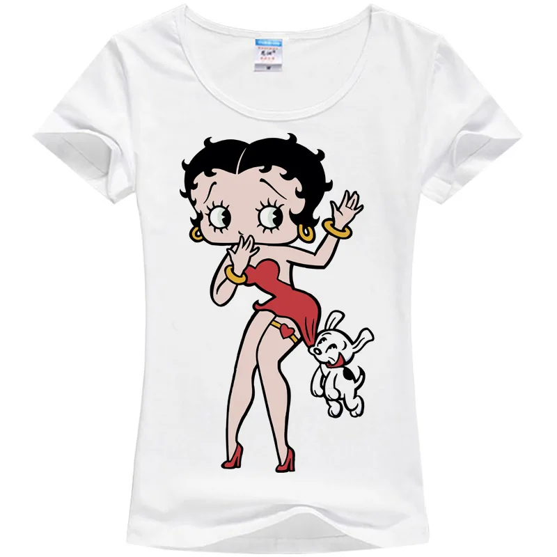 

New barnd T shirt Women Betty boop t-shirt Summer fashion women short-sleeved T-shirt tee white women tshirt hipster tops