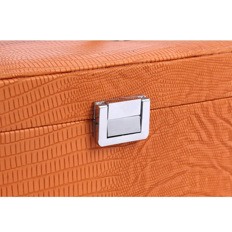 1Pcs Fashion Women's Leather Jewelry Boxes, Cosmetic Bags, Jewelry Boxes Travel Makeup Large Cosmetic Toiletry Zipper Bag Handbag Storage Case HG0484 (12)