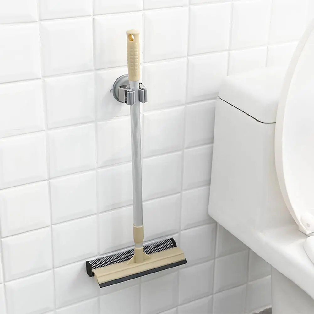 Wall Mount Metal Storage Sticky Mop Rack Clip Hooks Clamp Organizer Single White Stainless Steel Mop And Broom Holder