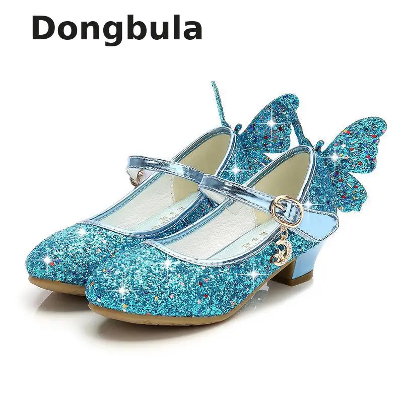 

Summer Girls High Heel Princess Sandals Children Shoes Glitter Leather Butterfly Girls Kids Shoes For Party Dress Weddin Party