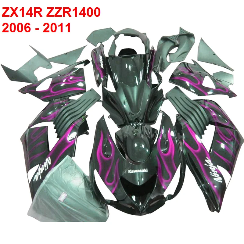 

Custom flame fairings For Kawasaki ZX14R ZZR1400 Ninja 06 2006 11 2011 Injection molded Fairing kit xl22