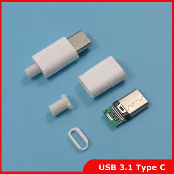 

5sets USB 3.1 Type C Male jack Plug Welding Type USB-C 4 in 1 PCB Connector For Apple iPhone 5 ipad ect Black Free shipping