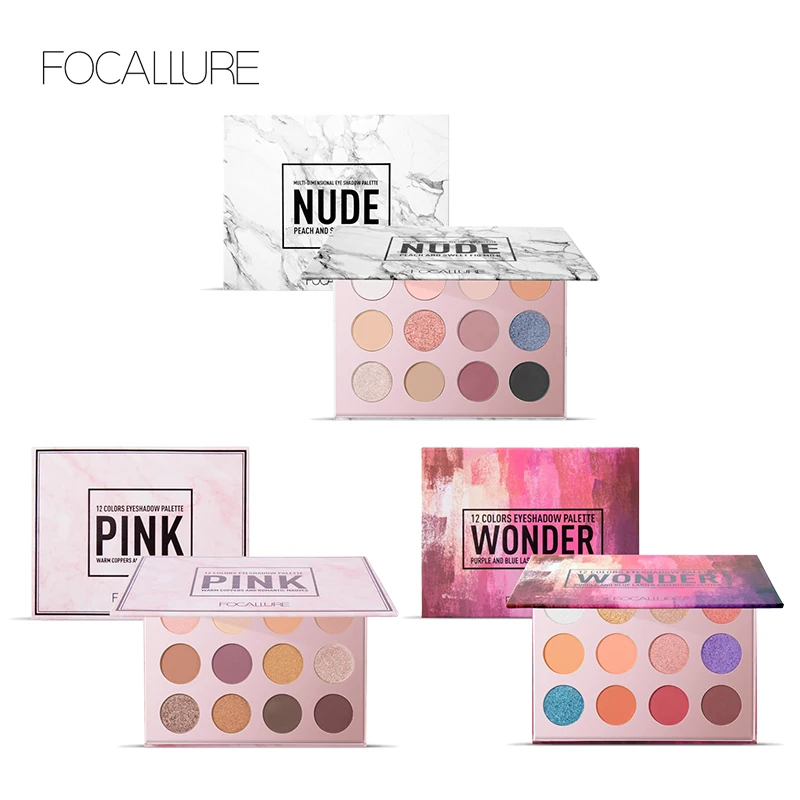 

2018 New 12 Colors Glitter Shimmer Matte Eye Shadow Palette In 1 Set 3pc Kit For FOCALLURE Hot Sale Long-lasting Easy to Wear