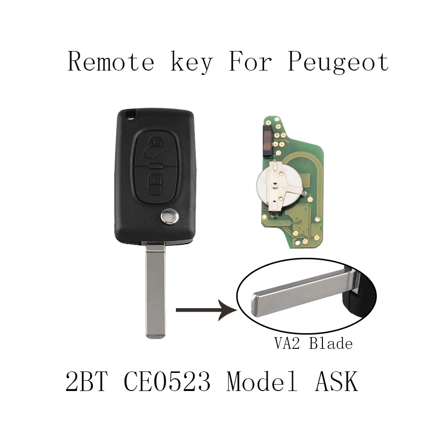 

2BT CE0523 model Remote key ASK Signal For PEUGEOT 207 307 308 407 807 Expert Partner CC SW Original key With ID46 Chip