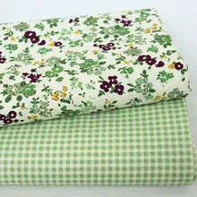 Хлопок саржевая ткань пасторальная свежая зеленая Цветочная клетчатая ткань для DIY детей постельные принадлежности Детская кроватка платье Одежда Ремесло ручная вышивка