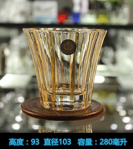 Чешский богемный стиль золото импортированное ремесло бессвинцовое Хрустальное стекло бокал для вина бренди виски бокал Рождественский подарок свадебный подарок - Цвет: 21Style(only cup)