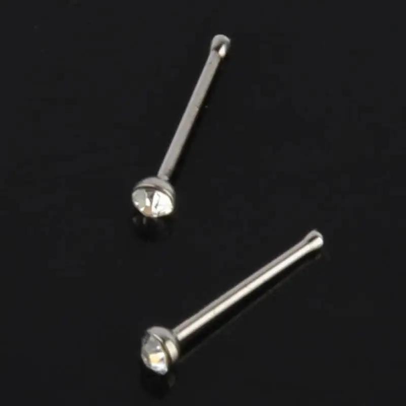 60/40x 316L Surgical Steel Piercing Nose Ring Shellhard Crystal Rhinestone Nose Stud Rings Mix Colors Clear Fashion Body Jewelry