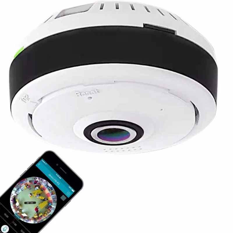 Домашняя безопасность потолок Globle камера с Wi-Fi панорамный дистанционный Просмотр со смартфона/планшета H.264 1.3MP и ночного видения(белый