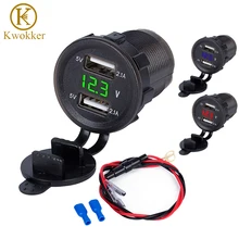 3.1A/4.2A Dual USB motocicleta encendedor coche encendedor cargador de enchufe cargador + LED voltímetro Digital Monitor