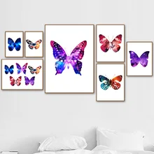 Color Abstract Universe Butterfly Wall Art Canvas Painting Nordic Poster And Print Wall Pictures For Living Room Home Decor