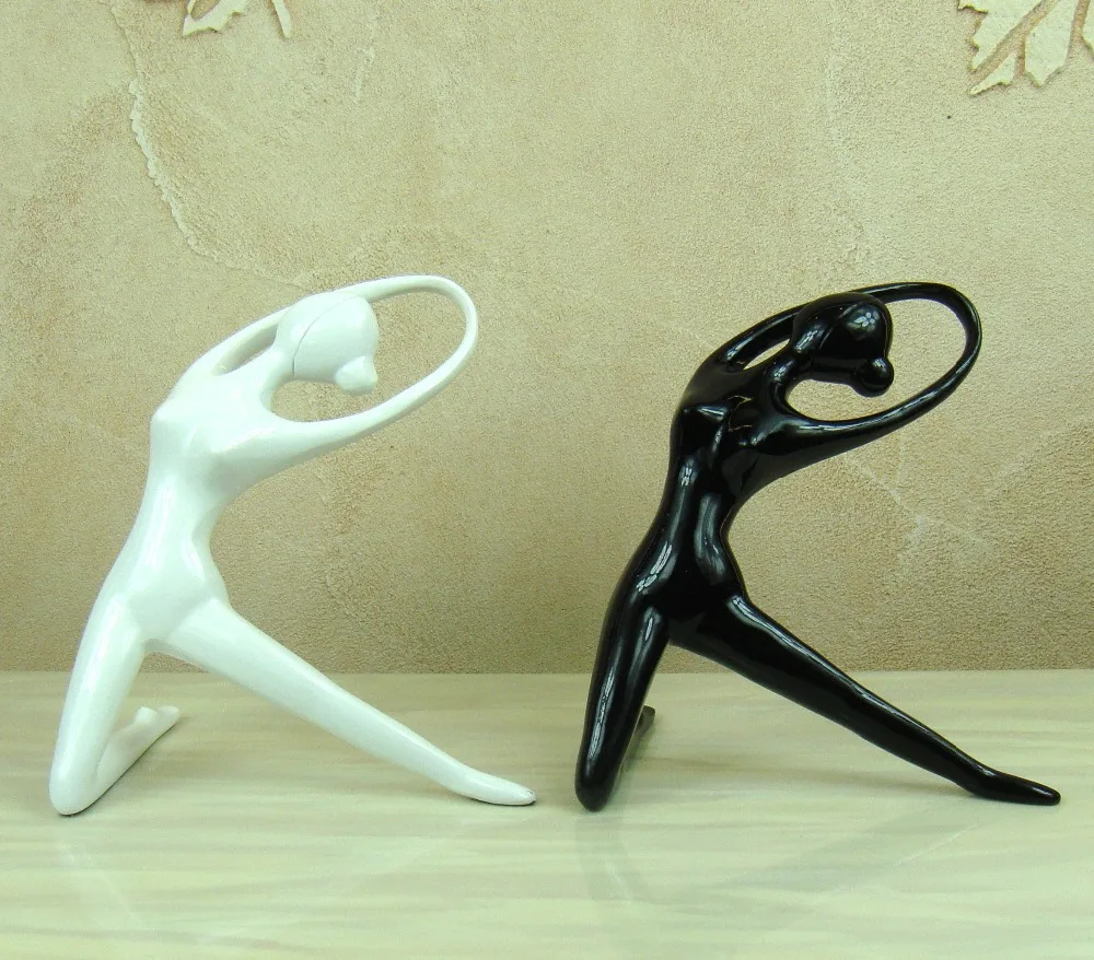 Abstract Yoga Figurine Handmade Resin Female Fitness Statuette Sports