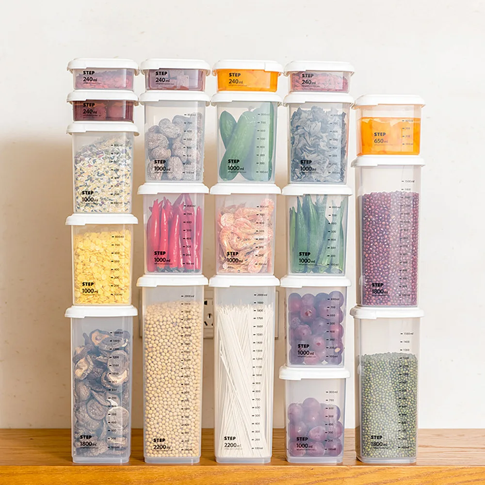 

Storage Boxes Home Organizer Bins Plastic Sealed Cans Kitchen Storage Box Transparent Food Canister Keep Fresh Jar 4.8#3$