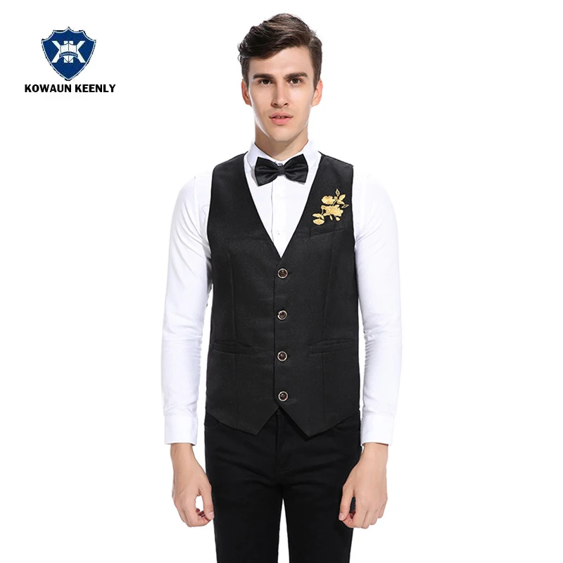 3Solid Color Luxury Flower Printed Dress Vest for Men Suit Vest Classic