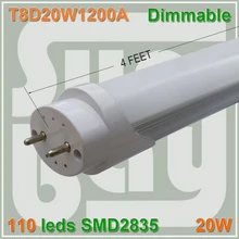 50pcs/lot free shipping Dimmable LED TUBE T8 lamp 4ft 4Foot 1200mm 1.2M 120cm 20W G13 110leds SMD2835 frosted transparent cover