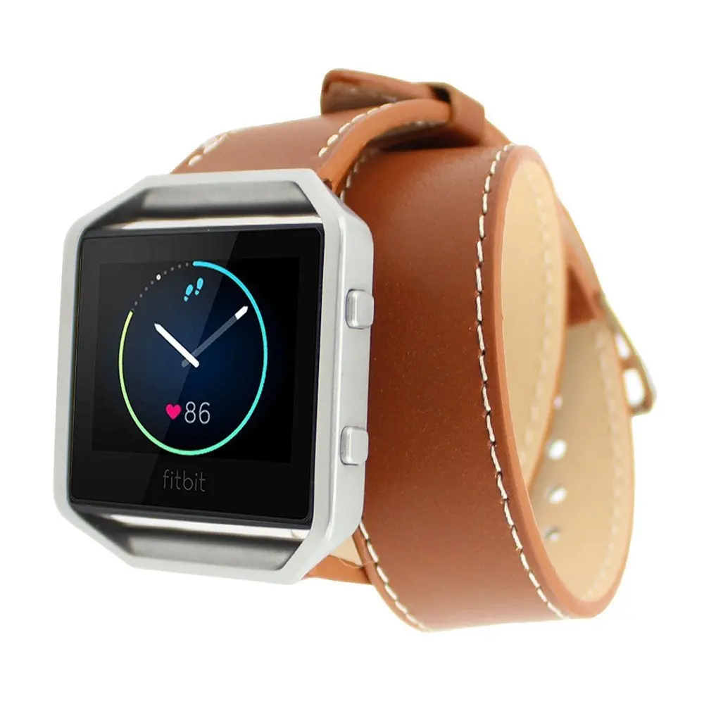 

2016 New Arrivals Double Circle Genuine Leather Bracelet Watch Bands Strap for Fitbit Blaze Activity Tracker Smart Watch