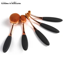 5 Pcs/Set Tooth Brush Shape Oval Makeup Brush Set MULTIPURPOSE Professional Foundation Powder Brush Kit