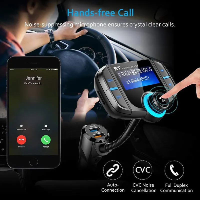 ANLUD Bluetooth FM передатчик QC3.0 двойной USB автомобиль Быстрая зарядка Handsfree