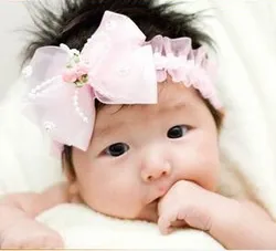 

3Colors FREE SHIPPING Girls hair band accessories Big Bow hair band baby headdress infant headbands fabric flowers 2pcs/lot A063