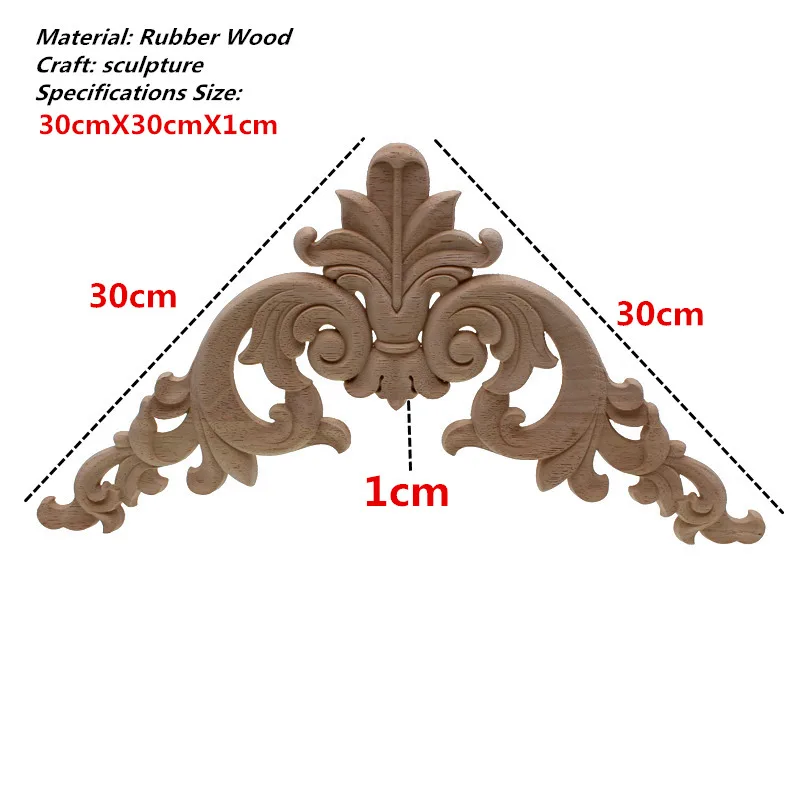 VZLX Деревянные Резные накладные аппликации Карпентер рамка наклейка мебель украшения деревянные поделки декоративный цветочный орнамент - Цвет: 30cmX30cm