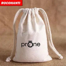 100 шт ROCOHANTI хлопчатобумажная Холщовая Сумка на шнурке с принтом логотипа на заказ, белая тканевая сумка с затягивающимся замком сверху