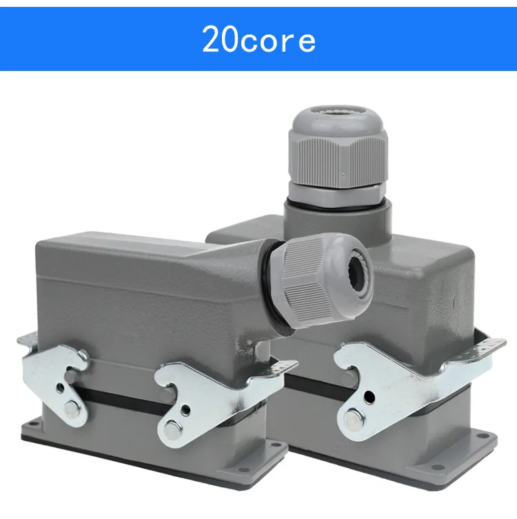 Superior e Lateral Heavy duty Conector Retangular Hdc he 4 e 6 e 10 e 16 e 20 e 24 e 32 e 48 Núcleo Plugue Aviação 16a Industrial à Prova d' Água 14 aviação plug 16a parte superior e lateral