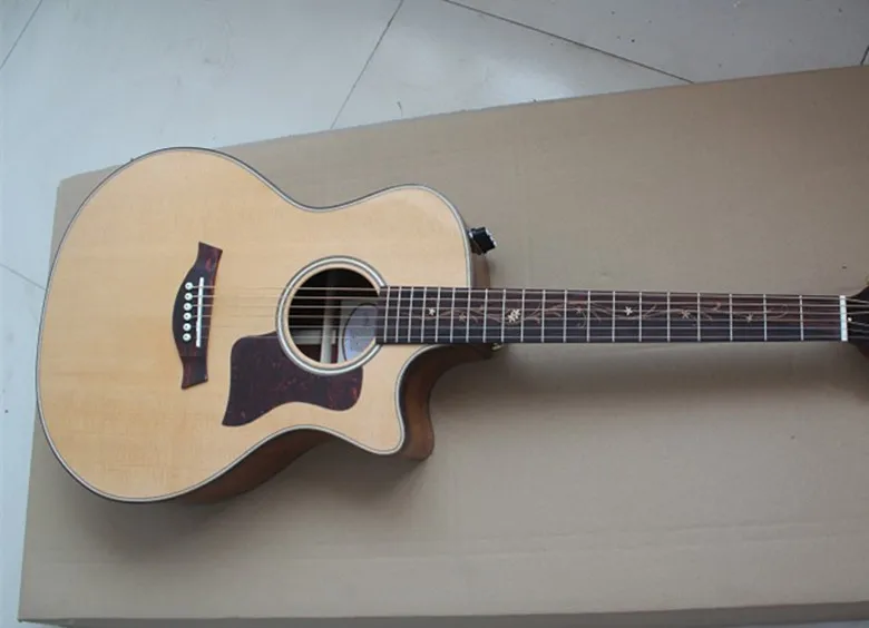 

Factory Custom Shop 41'' cutaway natural Acoustic Electric Guitar Built-in Pickup Solid Spurce Top Koa Back & Side