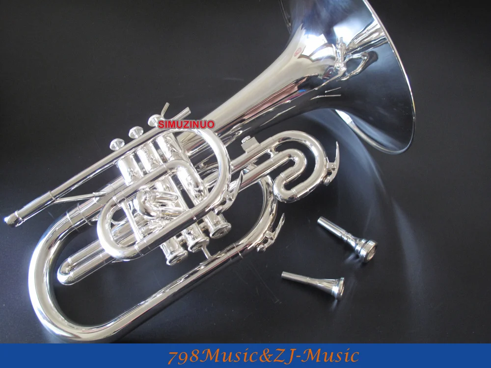 Silver Plated Marching Mellophone F Keys horn Monel Valves with casein