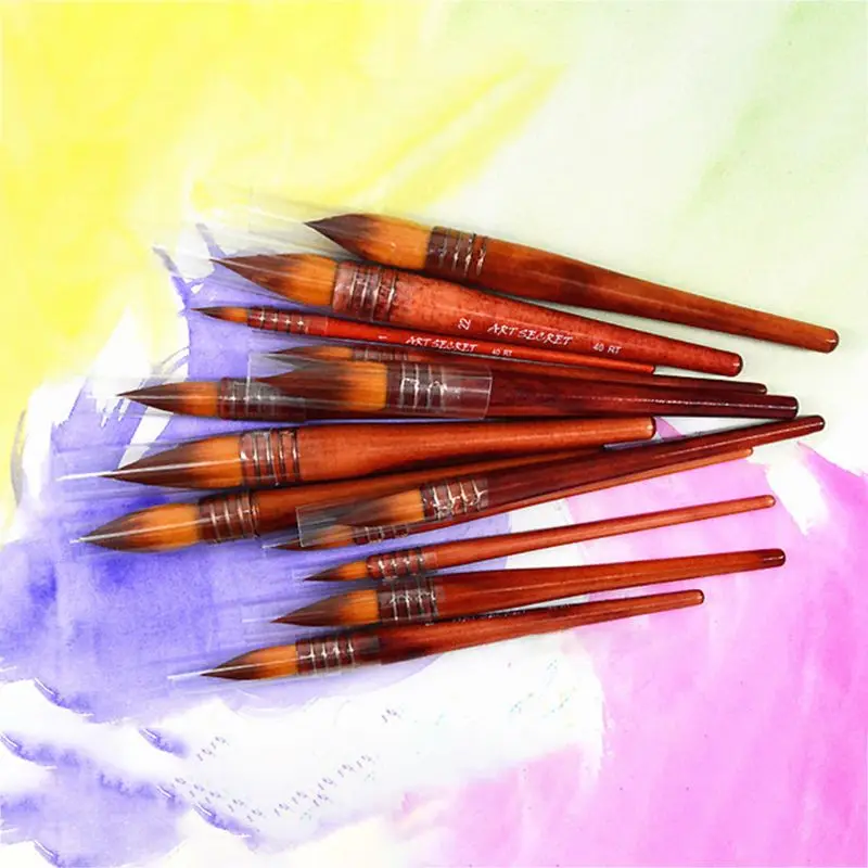 

1PC Handmade Nylon Hair Artist Watercolor Paint Brush For Watercolor Art Supplies 12