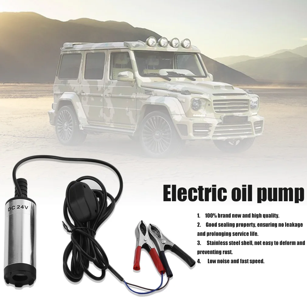 

12V/24V Mini Electric Oil Pump Portable Fuel Water Pump with Stainless Steel Filter Net Stainless Steel Shell +Halfway Switch ##