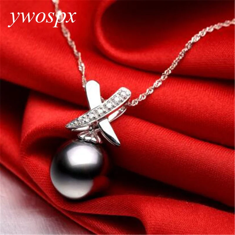 

Elegant Black Pearl Pendant Necklaces for Women Wedding Engagement Necklace Jewelry Party Collar Bijoux Statement Colar Gift