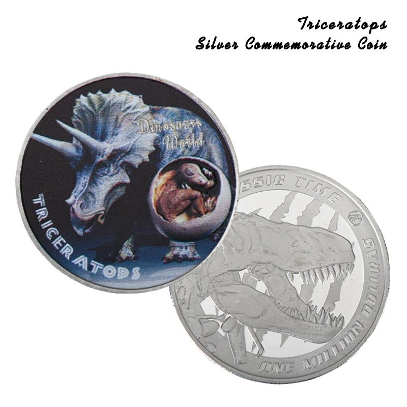 WR Triceratops динозавр мировая металлическая монета 999 9 Посеребренная Серебряная