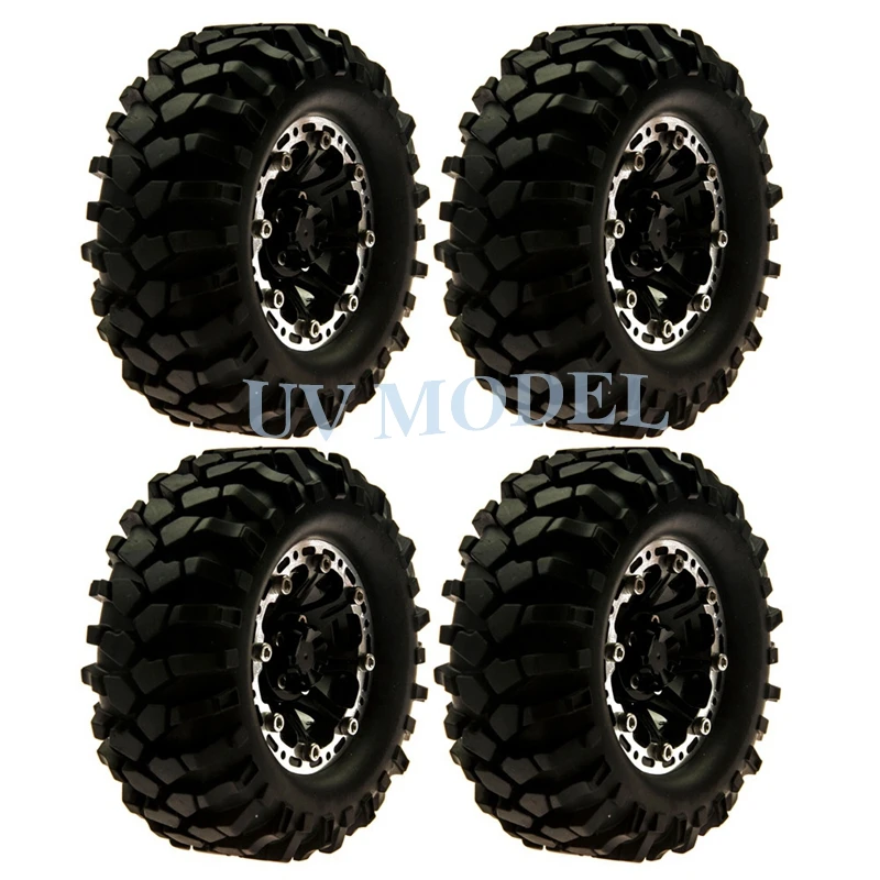 

4 pcs Top Quality Alloy Heavy Duty Beadlock 1.9'' Wheel Rims & 96mm Tyre for Rock Crawler SCX10 #6