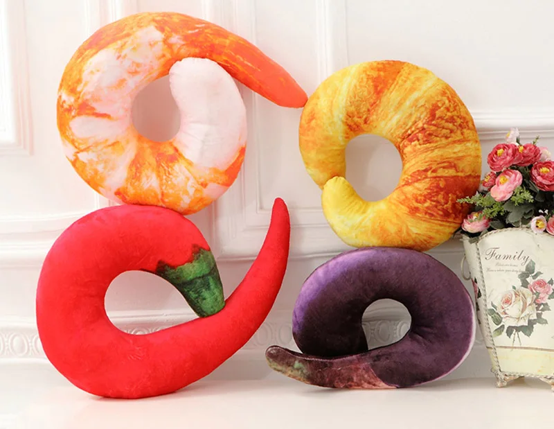 1PC food Pattern Pillows U Shaped Neck Pillow Cushion 3D Fruit Pattern Car Neck Protection Pillows travel pillow neck