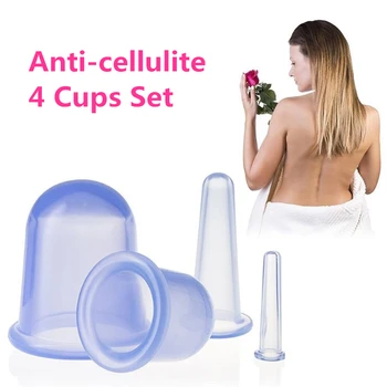 

4Pcs/Set Chinese Therapy Silicone Body and Facial Massage Vacuum Cupping Cup Set Ventouse Cellulite Massage Cupping Massager