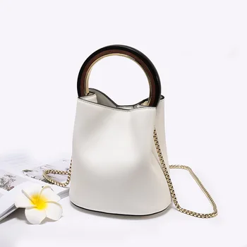 

Genuine leather women fashion handbag small size ladies handbag chain shoulder bag crossbody round metal handle