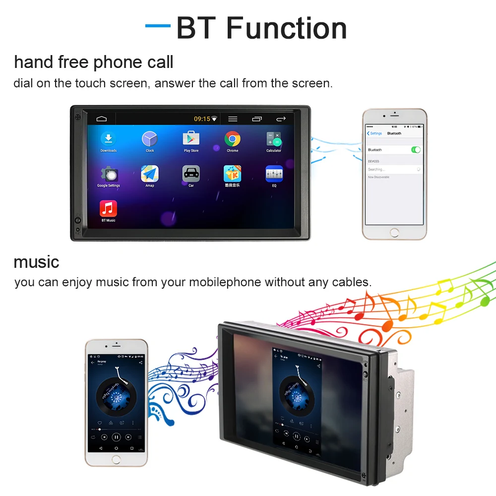 

7" Universal 2 Din Car video/mutimedia Player GPS Navigation Android 5.1 Stereo autoradio Entertainment HD Touch Screen BT WIFI