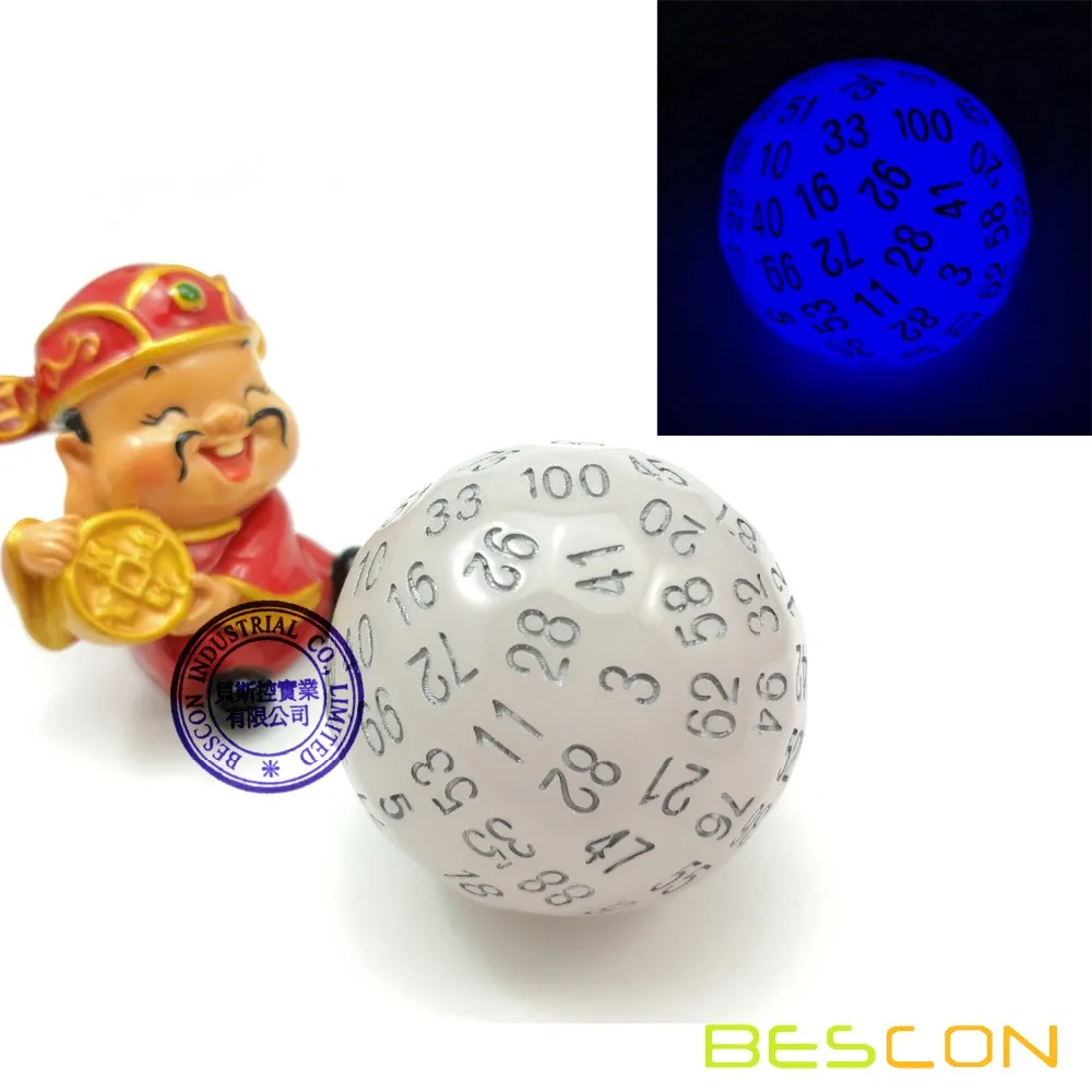 Bescon Светящиеся в темноте полигедрические игральные кости 100 сторон светящийся D100