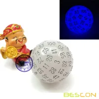 Bescon Glow in Dark Polyhedral Dice 100 Sides, Luminous D100 die, 100 Sided Cube, D100 Game Dice, Glowing 100-Sided Cube 1