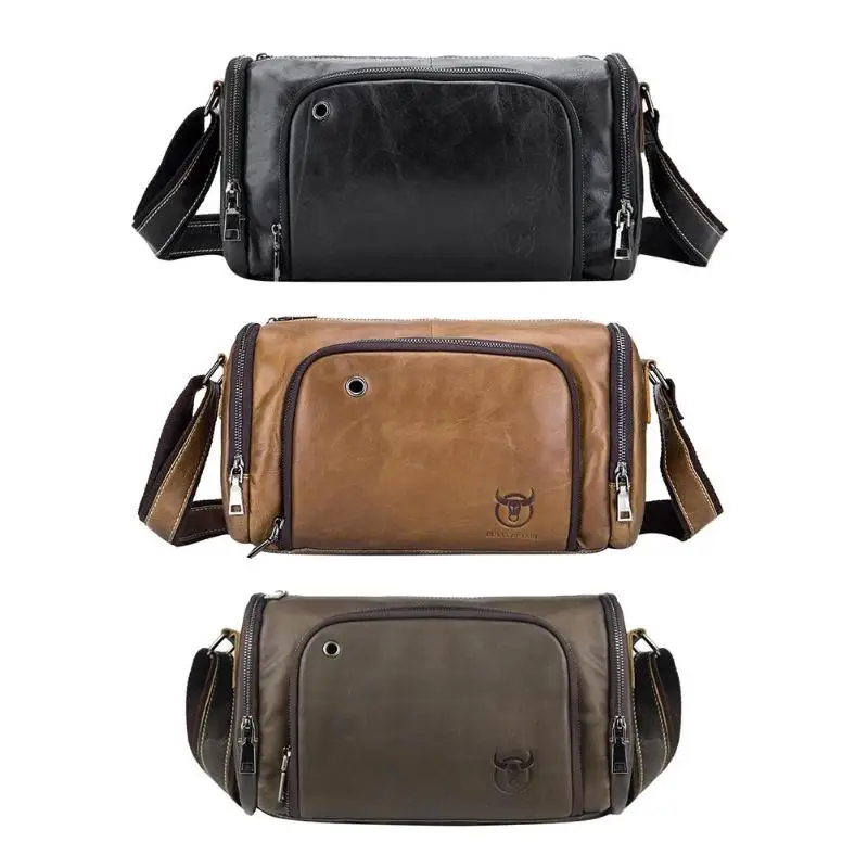 

2019 New BULLCAPTAIN Weekend Duffle Bags Men Sport Big Shoulder Genuine Leather Bags for men Boys Famous Designer Party Purse