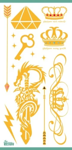 Rocooart Водонепроницаемый флэш-тату Золотое животное Черный Серебряный кошки золото поддельные татуировки блеск металлик Временные татуировки стикер