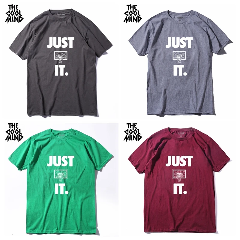 COOLMIND 100% القطن قمصان قصيرة الأكمام كرة السلة الرجال t قميص عارضة الصيف فضفاضة الرجال التي شيرت بارد تي شيرتات عجيبة المحملة قميص