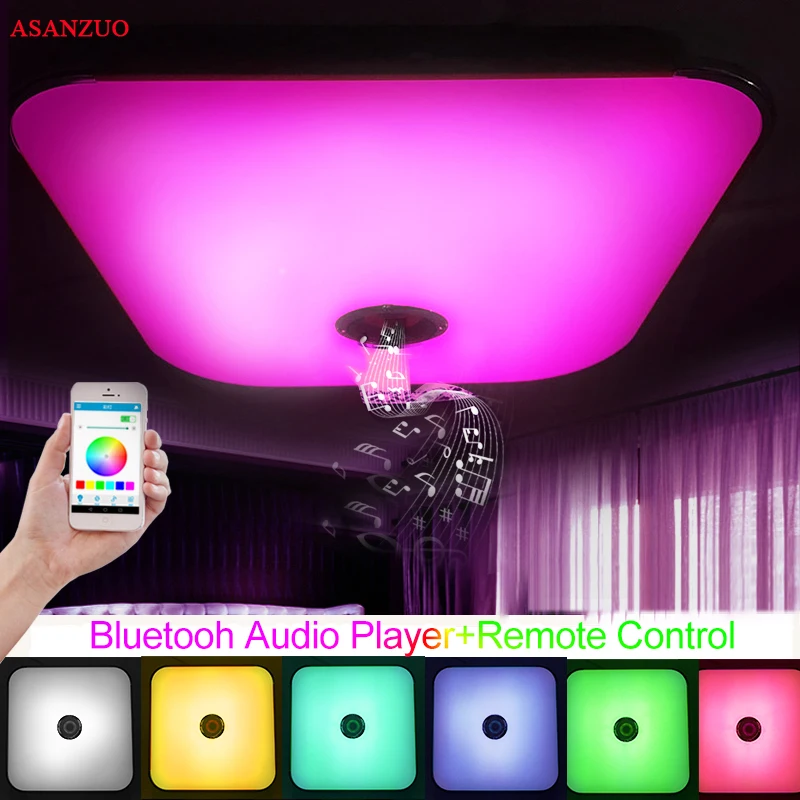 

24W Modern Music Ceiling Light Bluetooth Speaker Led Light Remote Control Dimmable RGB LED Acrylic Square Ceiling Lamp