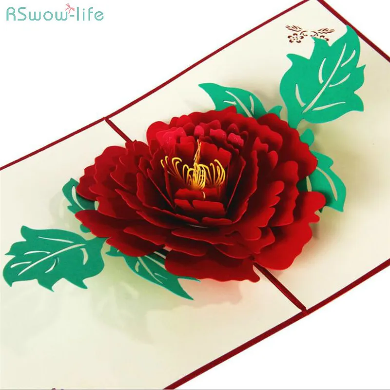 

3D Creative Greeting Card Peony Thanksgiving Greeting Card Birthday Greeting Card DIY Gift Wedding Invitation