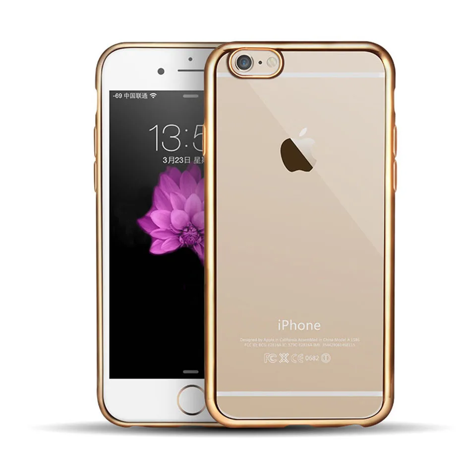 Case For iPhone 5 5S SE 6 6S plus 7 Plus Luxury Plating Gilded Transparent TPU Silicone Soft Phone Cases Cover For iPhone 6 Case (3)