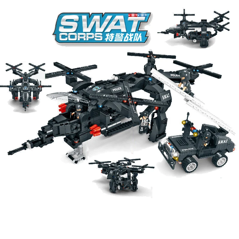 

784pcs Children's educational building blocks toy Compatible Legoings city Special police Vulture armed aircraft figures Bricks