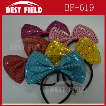 

Free shipping 5pcs/lot led bowknot headbands Light Up bowHead Band LED Party Headband Rave birthday party decorations kids